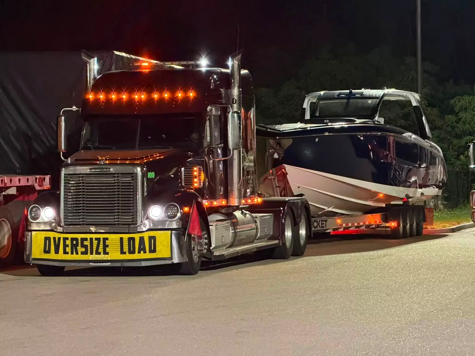 Oversize load running at night on a long haul